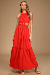 Island Vacay Cream Tie-Back Maxi Dress