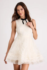 Charmaine Cream Lace Sleeveless Skater Mini Dress