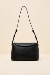 Louette Black Vegan Leather Shoulder Bag