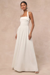 Telia White Halter Basque Waist Maxi Dress