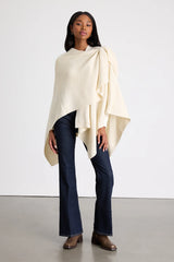 Napiera Heather Cream Knit Wrap Poncho