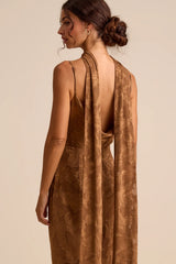 Rashona Emerald Green Burnout Sash Scarf Maxi Dress
