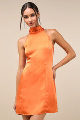 Infinite Admiration White Satin Halter Mini Dress