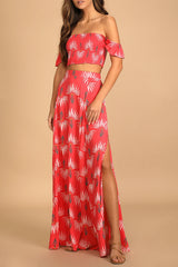 Trancoso Coral Floral Print Two-Piece Maxi Dress