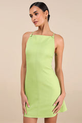Chic Ease Lime Green Sleeveless Mini Dress