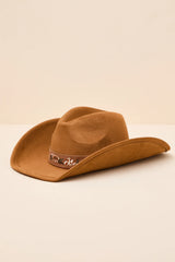 Lycia Brown Suede Embroidered Western Hat