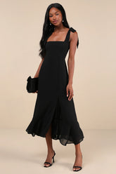 Summer Invite White and Blue Toile Tie-Strap Tiered Midi Dress