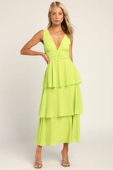 Celebration Time Aqua Sleeveless Tiered Midi Dress