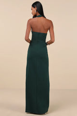 Unforgettable Rust Red Asymmetrical Halter Maxi Dress