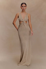 Gracelyn Twisted Metallic Knit Maxi Dress - Gold