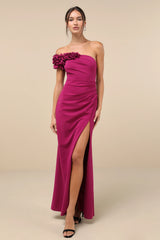 Beyond Elegant Black 3D Floral One-Shoulder Maxi Dress