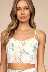 Sweet At Heart White Floral Embroidered Two-Piece Midi Dress