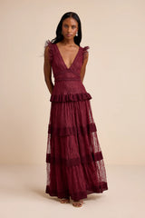 Marvelous Darling Black Lace Ruffled Tiered Maxi Dress