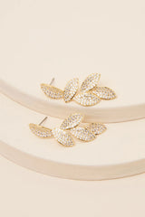 Windsor Silver Rhinestone Leaf Drop Earrings