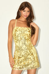 Divine Energy Emerald Sequin Lace-Up A-line Mini Dress