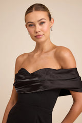 Thessaly Black Asymmetrical Mermaid Maxi Dress