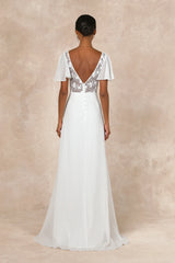 Beautiful Perfection White Flutter Sleeve Embroidered Maxi Dress
