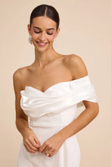 Beaumont White Asymmetrical Mermaid Maxi Dress