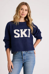 Ninon Navy Blue Graphic Pullover Sweater