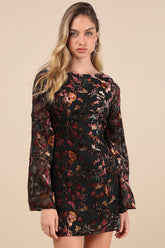 Charismatic Influence Black Burnout Velvet Cowl Back Mini Dress