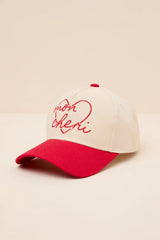 Mon Cheri Cream and Red Embroidered Dad Hat