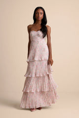Seriously Sensational Light Blue Strapless Tiered Maxi Dress