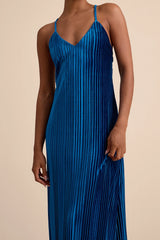 Kauri Golden Yellow Velvet Pleated Backless Maxi Dress