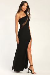 Modern Attraction Black One-Shoulder Mermaid Maxi Dress