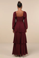 Tier to Enchant Black Long Sleeve Tiered Maxi Dress