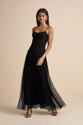 Atori Black Mesh Sleeveless Maxi Dress