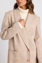 Alvynna Heathered Beige Double-Breasted Coat