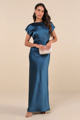Captivating Presence Blush Pink Satin Cowl Back Maxi Dress