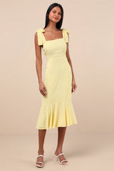 Bimini Periwinkle Blue Swiss Dot Tie-Strap Midi Dress