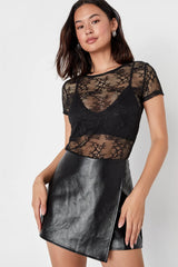 Unforgettable Muse Black Vegan Leather Skort