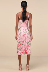 Blooming For Love Pink Floral Embroidered Midi Dress
