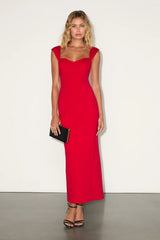 Samai Red Cap Sleeve Bodycon Midi Dress