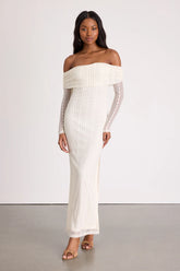 Eulalie Cream Lace Off-the-Shoulder Maxi Dress