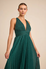 Especially Stunning Blue Sparkly Pleated Maxi Dress
