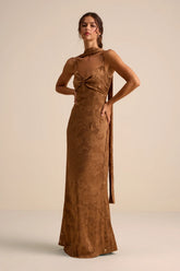 Rashona Emerald Green Burnout Sash Scarf Maxi Dress