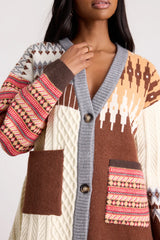 Emilee Brown and Cream Fair Isle Sweater Mini Dress
