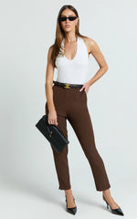 Hermie Pants - High Waisted Cropped Tailored Pants in Chocolate