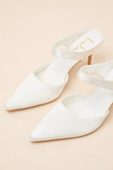 Kalinda Ivory Satin Jacquard Mule Pumps