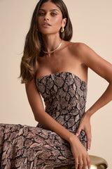 Cherette Dark Teal Strapless Maxi Dress