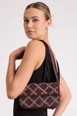 Sylvia Burgundy Beaded Rhinestone Shoulder Bag