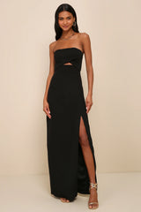 Extravagant Persona Black Strapless Cutout Column Maxi Dress