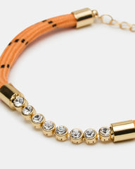 PAVE CORD ANKLET ORANGE