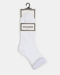 2 PACK LETTUCE EDGE RIB ANKLET SOCKS WHITE