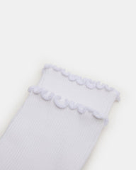 2 PACK LETTUCE EDGE RIB ANKLET SOCKS WHITE