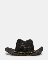 LEI BEADED TRIM WESTERN HAT BLACK
