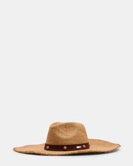 BOHO GLAM STUDS STRAW HAT TAN